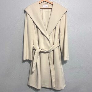 NWT Ivory Calvin Klein Wool Coat - size 14